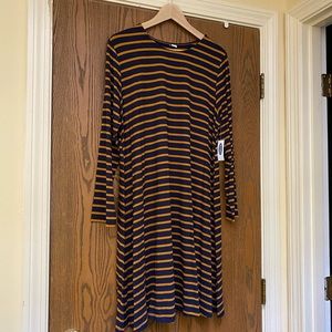 NWT old navy dress XL navy and gold stripe